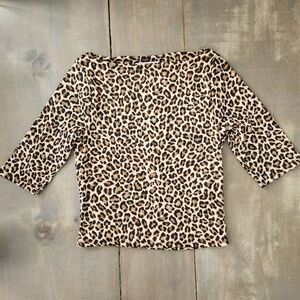 Gaze Leopard Print Boat-Neck Top – Size Medium